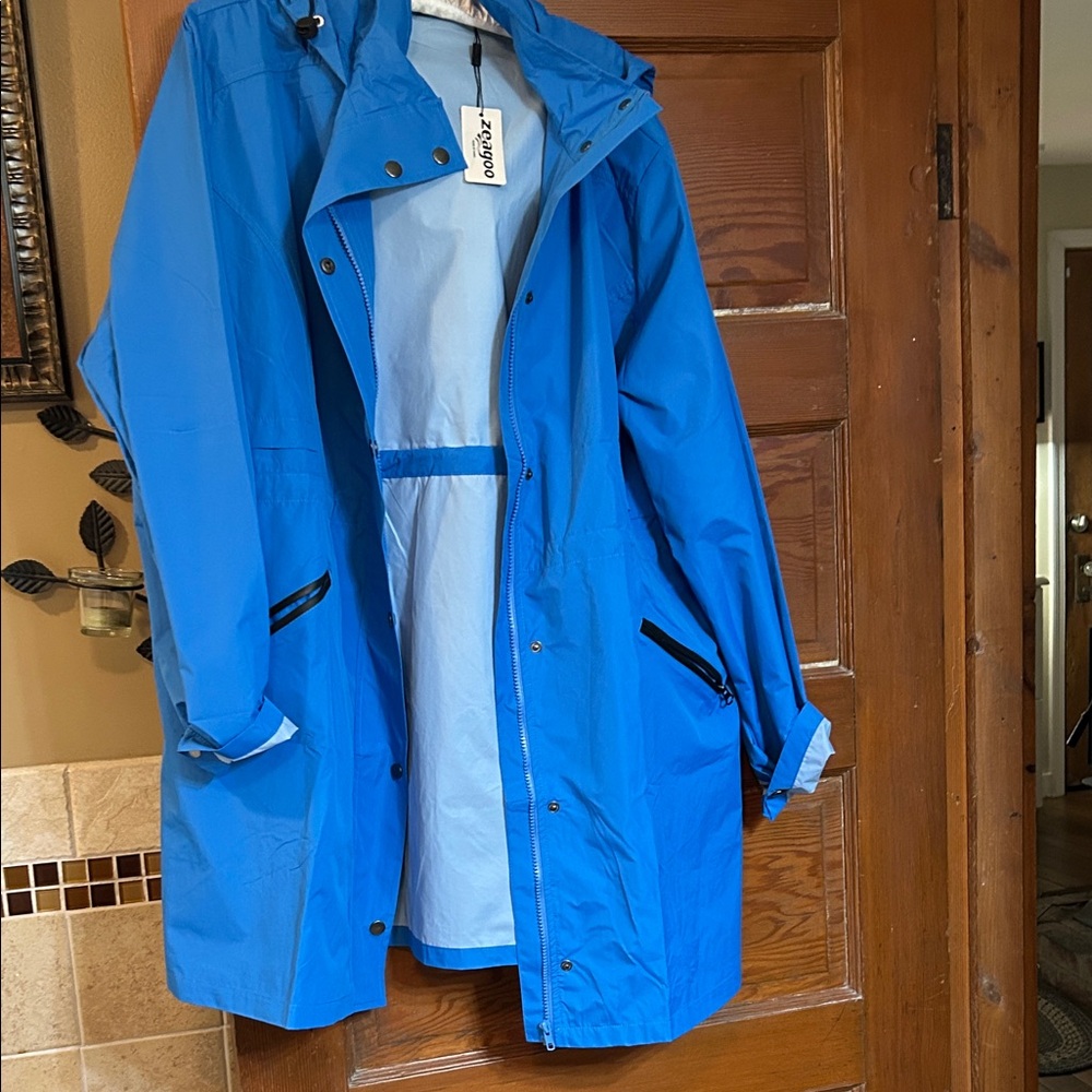 Zeagoo Blue Hooded Raincoat